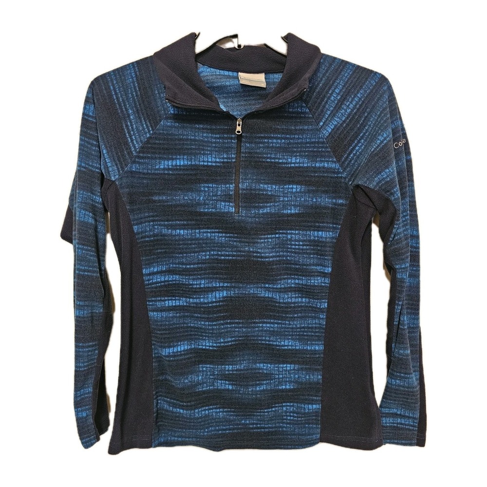 Columbia Womens Medium Blue Light Weight Fleece Pullover Quarter Zip Jacket Top